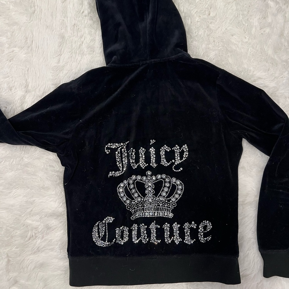 Juicy Couture Black Velour Set with Sparkling Crown